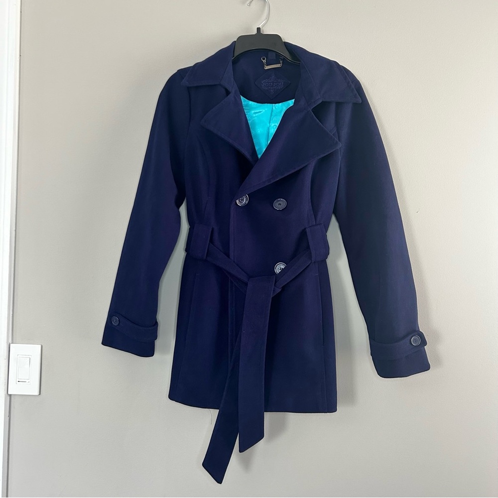 Jou Jou Women's Navy Trench Coat